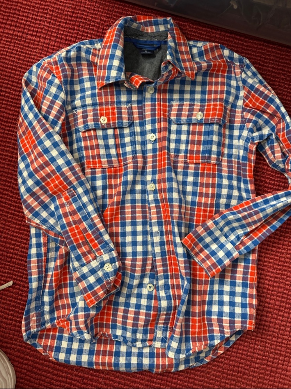 GAP Red, Blue & White Plaid Button-Down Shirt